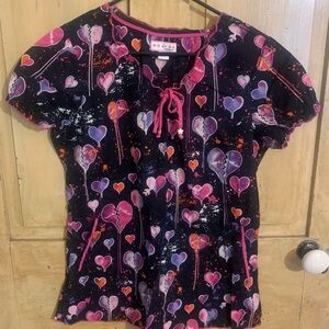 Koi by Kathy Peterson Colorful Heart Scrub Top medium
